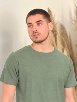 Tee-shirt Basic nid d'abeille - laine mérinos bio & soie naturelle